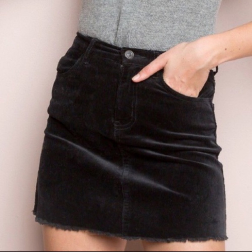 Brandy Melville Black Corduroy Skirt